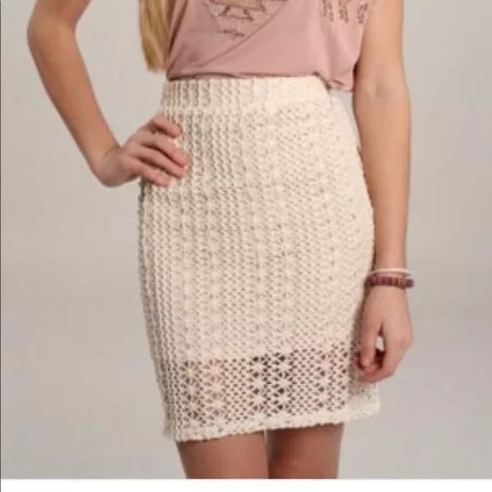 NWT Free People Ivory Honeycomb Skirt Size 2 - Picture 2 of 5